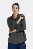 PURE LINEN TIE SHIRT -OLIVE