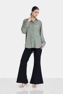 OVERSIZED LINEN SHIRT -OLIVE