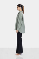 OVERSIZED LINEN SHIRT -OLIVE
