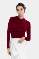 DRAPPED TOP -MAROON