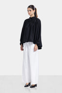 PLAIN OVER SIZE BLOUSE -BLACK