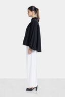 PLAIN OVER SIZE BLOUSE -BLACK
