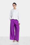 WIDE PLEATED PANTS -PURPLE