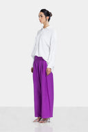 WIDE PLEATED PANTS -PURPLE