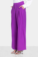 WIDE PLEATED PANTS -PURPLE