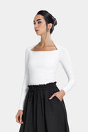 THE ANGLE NECK TOP -OFF WHITE