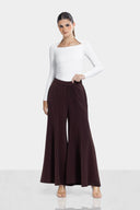 WIDE LEG FLARE PANTS -BROWN