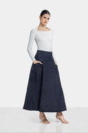 WASHED DENIM SKIRT -Black