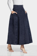 WASHED DENIM SKIRT -Black