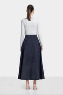 WASHED DENIM SKIRT -Black
