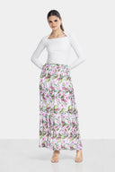 FLOWERED PLISSE SKIRT -PINK