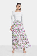 FLOWERED PLISSE SKIRT -PINK