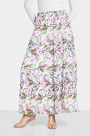 FLOWERED PLISSE SKIRT -PINK