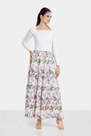 FLOWERED PLISSE SKIRT -PINK