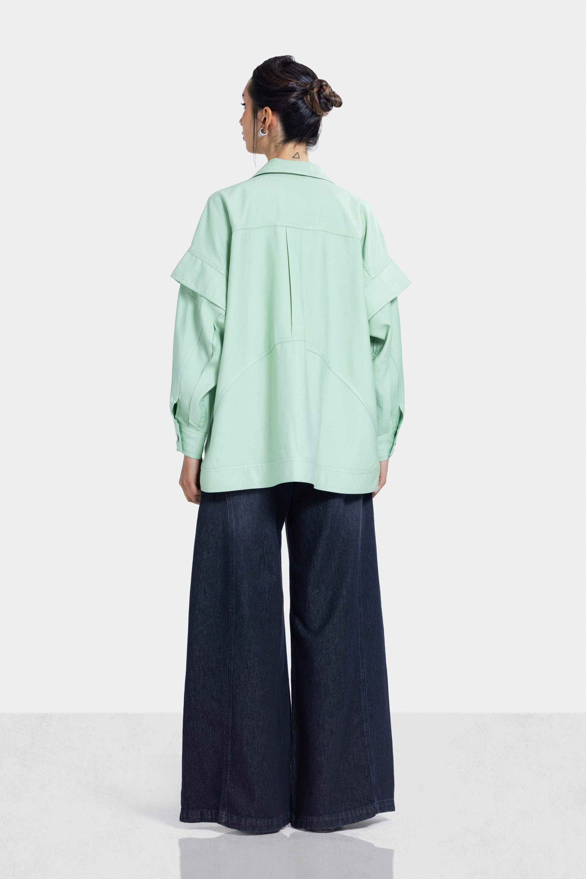 SILVER BUTTONED JACKET -MINT GREEN – Pistage