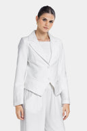 FLOWERED EMBROIDERY BLAZER -WHITE