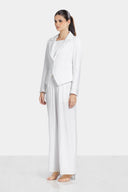 FLOWERED EMBROIDERY BLAZER -WHITE