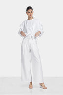 WIDE PLEATED PANTS -OFF WHITE