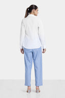 ELASTIC WAIST STRAIGHT-LEG PANTS -BABY BLUE