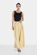 WIDE-LEG PANTS WITH DARTS -YELLOW