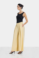 WIDE-LEG PANTS WITH DARTS -YELLOW
