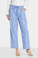 ELASTIC WAIST STRAIGHT-LEG PANTS -BABY BLUE