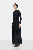 HIGH WAIST CHIFFON SKIRT -BLACK