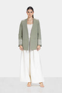 WITH BELT WIDE LEG PANTS -Light Beige
