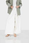 WITH BELT WIDE LEG PANTS -Light Beige