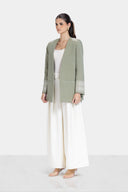 EMBROIDERY LINEN BLAZER -OLIVE