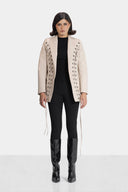 BLACK RING LEATHER JACKET -BIGE
