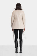 BLACK RING LEATHER JACKET -BIGE