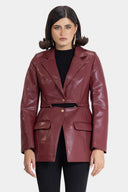 BOLD CUT LEATHER JACKET - MAROON