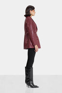 BOLD CUT LEATHER JACKET - MAROON