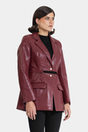 BOLD CUT LEATHER JACKET - MAROON