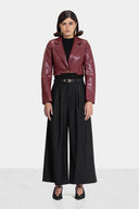 BOLD CUT LEATHER JACKET - MAROON