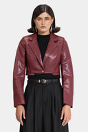 BOLD CUT LEATHER JACKET - MAROON