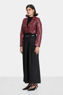 BOLD CUT LEATHER JACKET - MAROON