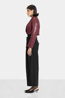 BOLD CUT LEATHER JACKET - MAROON