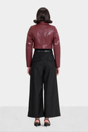 BOLD CUT LEATHER JACKET - MAROON