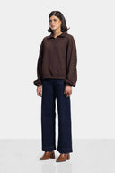 STUDDED SWEATSHIRT -BROWN