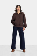 STUDDED SWEATSHIRT -BROWN
