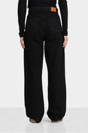 STRASS STRAIGHT DENIM PANTS-BLACK