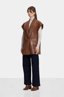 EYELETS LONG LEATHER VEST