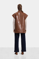 EYELETS LONG LEATHER VEST