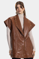 EYELETS LONG LEATHER VEST