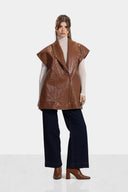 EYELETS LONG LEATHER VEST