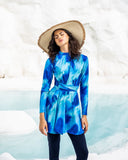 swimshirt printed-OCEAN BLUE